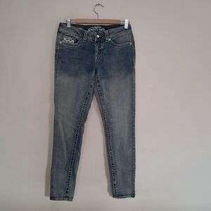 Paisley Sky jeans women's 6 light wash faded embelished y2k glam rhinestones